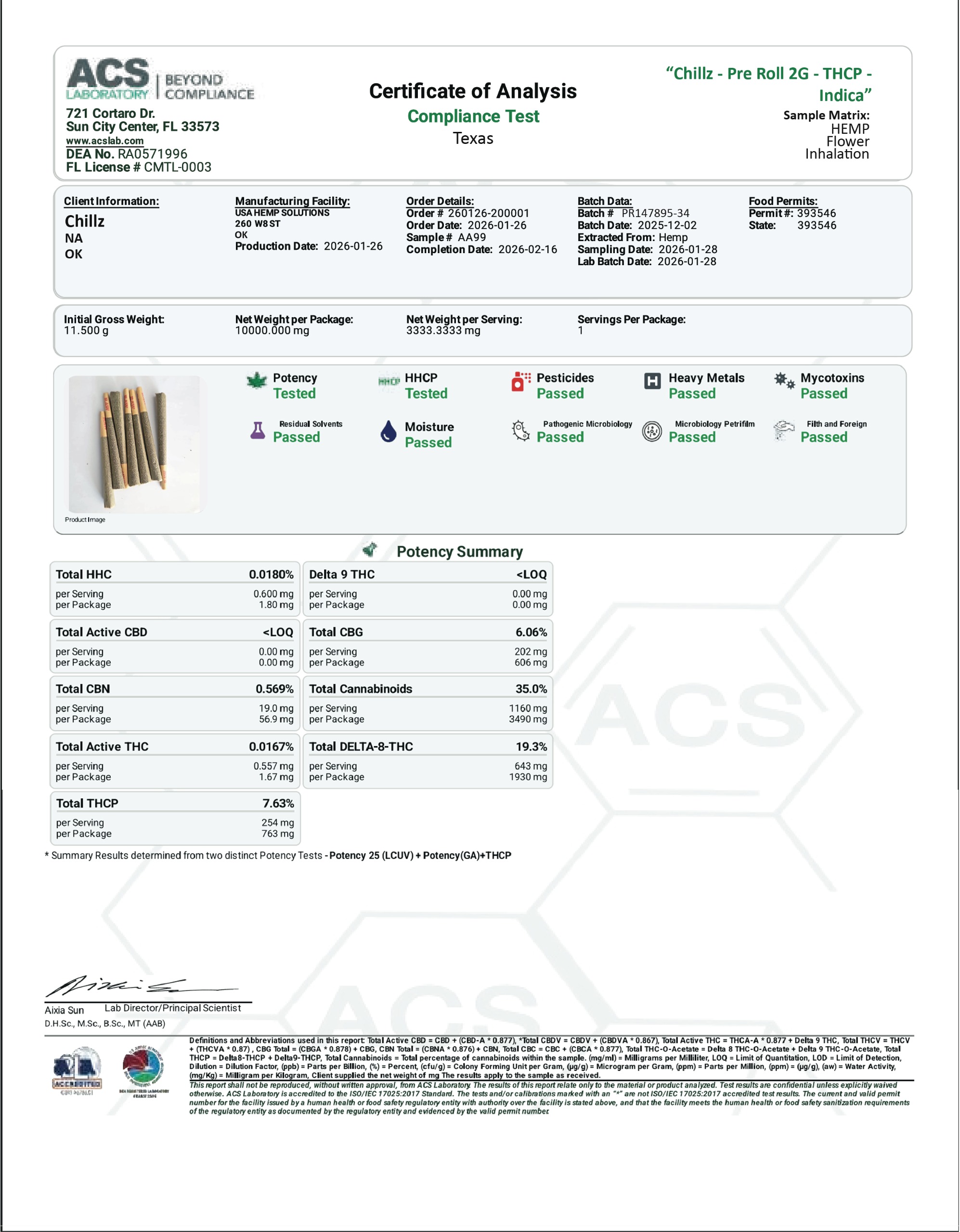 PreRoll COA 2